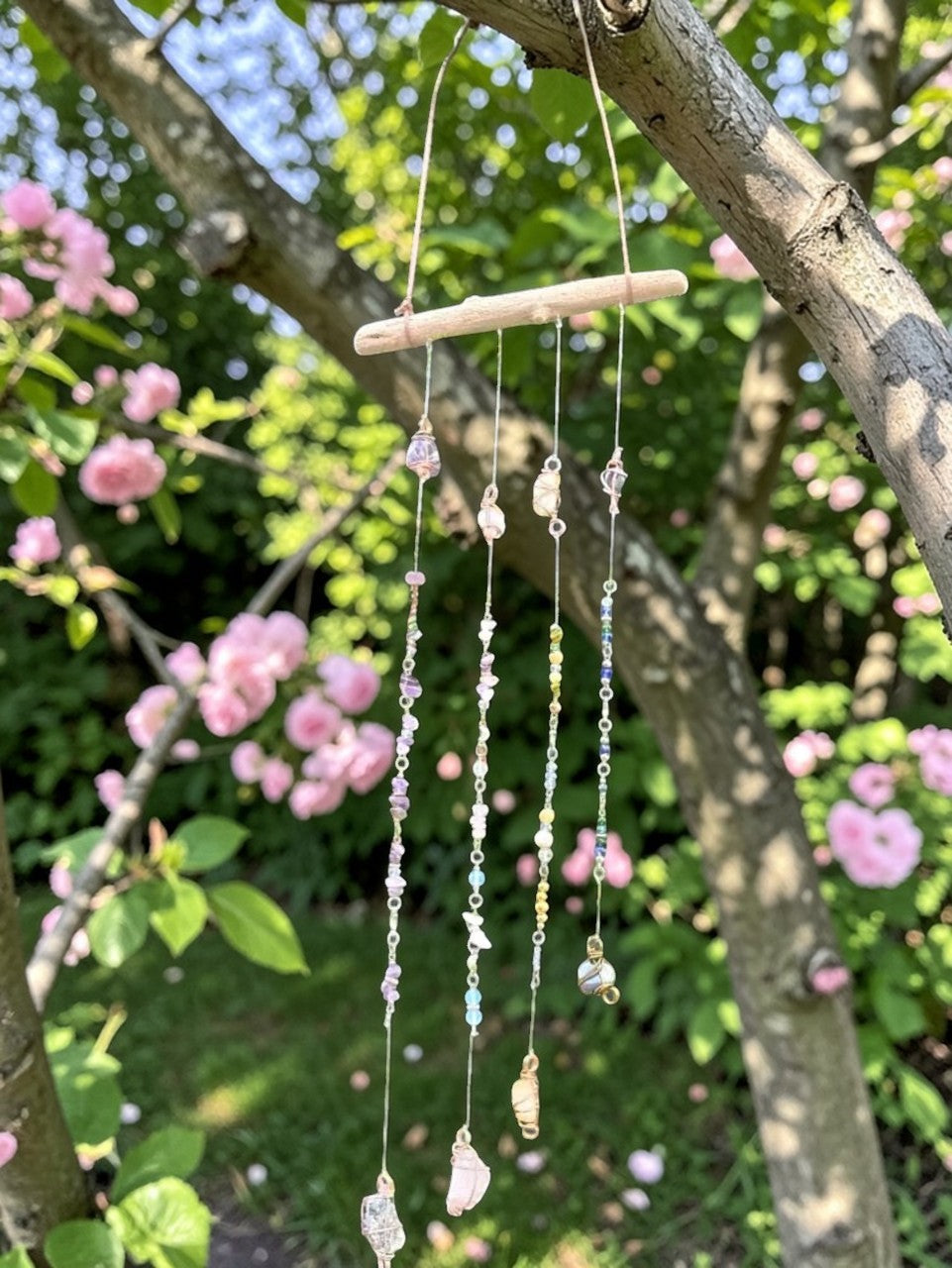 Image 6: Boho crystal suncatcher mobile – handmade natural home decoration